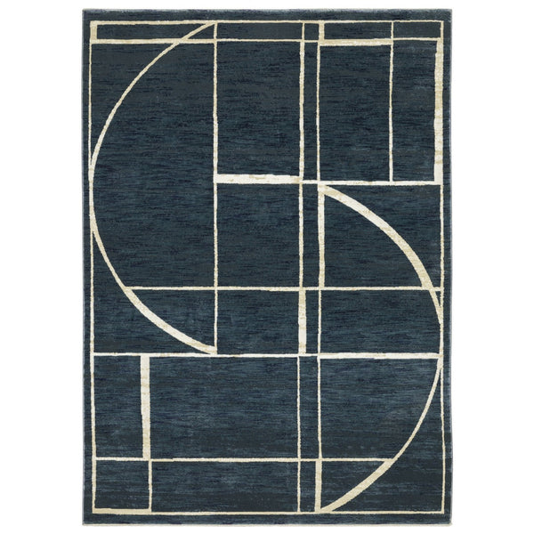 Homeroots 3' Stylish Blue Geometric Area Rug - Perfect For Kids And Pets, Stain Resistant, Adds Warmth To Home 5' X 8' Polypropylene,Polyester 575575