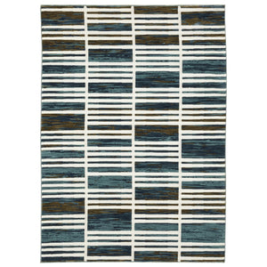 Homeroots 3' Stylish Ivory Geometric Area Rug – Stain Resistant, Soft Texture For Elegant Home Decor Enhancement 5' X 8' Polypropylene,Polyester 575576