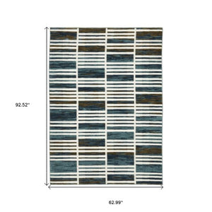 Homeroots 3' Stylish Ivory Geometric Area Rug – Stain Resistant, Soft Texture For Elegant Home Decor Enhancement 5' X 8' Polypropylene,Polyester 575576