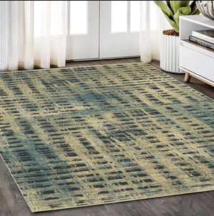 Homeroots 3' Beige Geometric Area Rug - Stylish, Stain Resistant, Perfect For Kids & Pets, Ideal For Any Room 5' X 8' Polypropylene,Polyester 575578