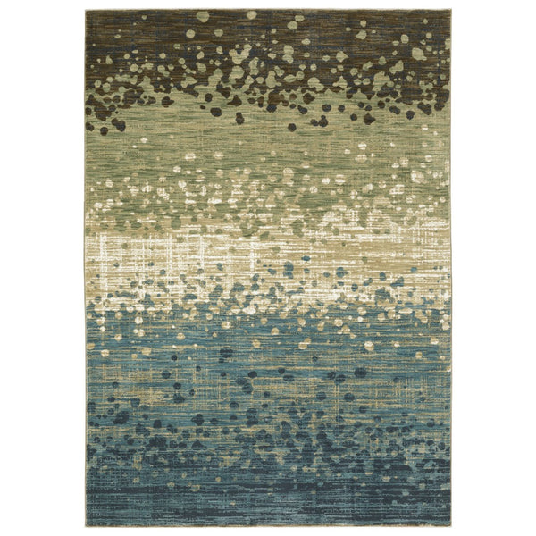 Homeroots 3' Blue Abstract Area Rug - Stain Resistant, Stylish Design For Kids And Pets, Perfect For Any Room 5' X 8' Polypropylene,Polyester 575579