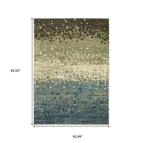 Homeroots 3' Blue Abstract Area Rug - Stain Resistant, Stylish Design For Kids And Pets, Perfect For Any Room 5' X 8' Polypropylene,Polyester 575579