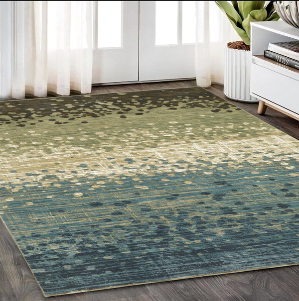Homeroots 3' Blue Abstract Area Rug - Stain Resistant, Stylish Design For Kids And Pets, Perfect For Any Room 5' X 8' Polypropylene,Polyester 575579
