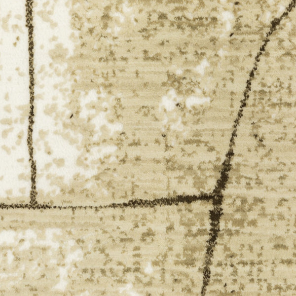 Homeroots 3' Artistic Beige Geometric Power Loom Area Rug - Stain Resistant, Perfect For Kids And Pets 5' X 8' Polypropylene,Polyester 575581