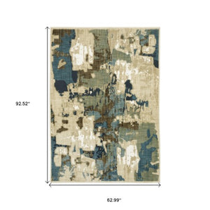 Homeroots 3' Abstract Beige Area Rug - Stylish And Stain-resistant Design For Modern Living Spaces 5' X 8' Polypropylene,Polyester 575582