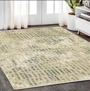 Homeroots 3' Beige Geometric Area Rug - Stylish, Stain Resistant Design For Kid And Pet-friendly Spaces 5' X 8' Polypropylene,Polyester 575583
