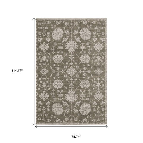 Homeroots 4' Gray Oriental Area Rug - Stylish, Stain-resistant Design For Cozy Spaces And Modern Decor 7' X 10' Polyester 575584