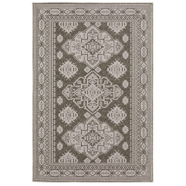 HomeRoots 10' Blue and Gray Medallion Area Rug - Durable, Elegant Design for Living Rooms and High-Traffic Spaces 7' X 10' 575586