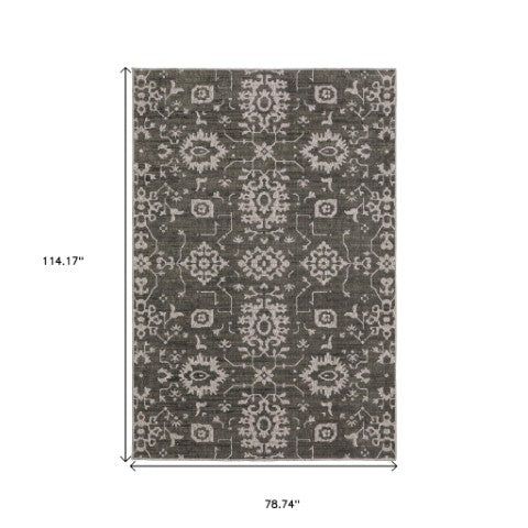 Homeroots 5' Elegant Ivory Oriental Area Rug – Stain Resistant, Perfect For Homes With Kids And Pets, 5x8 7' X 10' Polyester 575587