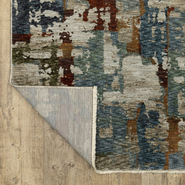 HomeRoots 10' Abstract Distressed Area Rug in Beige with Rust and Teal Hues, Fringe Edges for Timeless Charm 8' Runner 575590