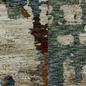 HomeRoots 10' Abstract Distressed Area Rug in Beige with Rust and Teal Hues, Fringe Edges for Timeless Charm 8' Runner 575590