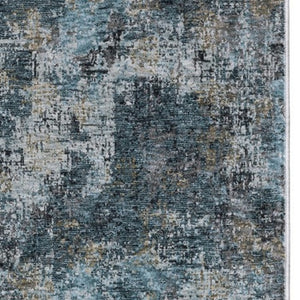 Homeroots 5' Blue Abstract Power Loom Area Rug With Fringe - Stylish, Stain-resistant Design For Any Space 8' Runner Polyester 575591