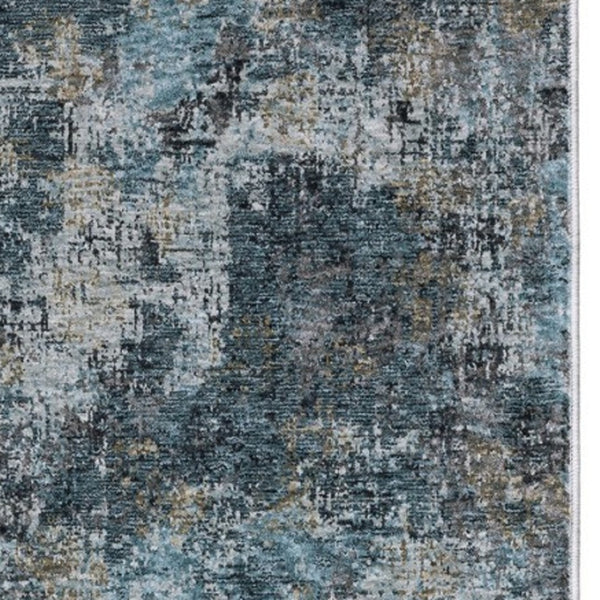 Homeroots 5' Blue Abstract Power Loom Area Rug With Fringe - Stylish, Stain-resistant Design For Any Space 8' Runner Polyester 575591