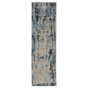HomeRoots 5' Abstract Distressed Area Rug in Beige and Blue - Stylish, Durable, and Perfect for High-Traffic Spaces 8' Runner 575592