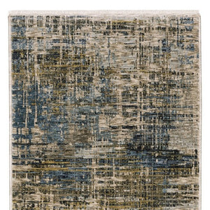 Homeroots 5' Blue Abstract Power Loom Area Rug With Elegant Fringe For A Stylish And Stain-resistant Home 8' Runner Polyester 575593