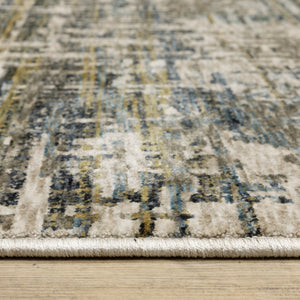 Homeroots 5' Blue Abstract Power Loom Area Rug With Elegant Fringe For A Stylish And Stain-resistant Home 8' Runner Polyester 575593