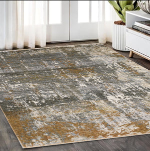 Homeroots 3' Gray Abstract Area Rug With Fringe - Stain Resistant Design For Stylish Home Décor And Comfort 5' X 8' Polyester 575594
