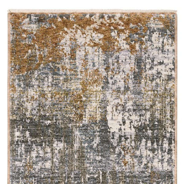 Homeroots 3' Gray Abstract Area Rug With Fringe - Stain Resistant Design For Stylish Home Décor And Comfort 8' Runner Polyester 575595