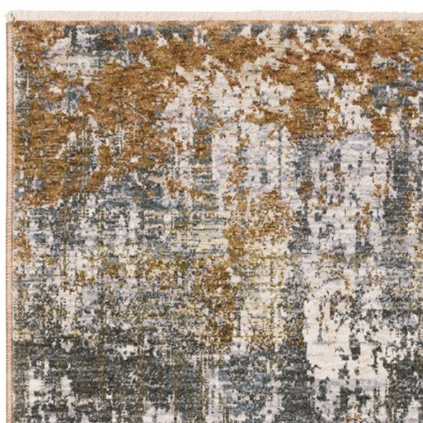 Homeroots 3' Gray Abstract Area Rug With Fringe - Stain Resistant Design For Stylish Home Décor And Comfort 8' Runner Polyester 575595