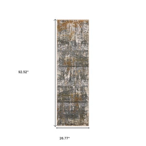 Homeroots 3' Gray Abstract Area Rug With Fringe - Stain Resistant Design For Stylish Home Décor And Comfort 8' Runner Polyester 575595