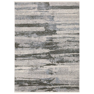HomeRoots 3' Gray and Ivory Abstract Area Rug with Tassel Fringe - Modern Design for Stylish Spaces 5' X 8' 575596