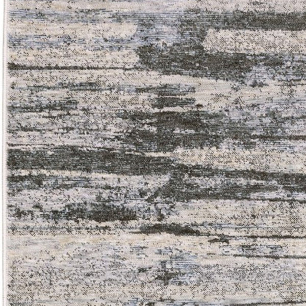 Homeroots 3' Gray Abstract Power Loom Area Rug With Fringe - Stylish, Stain-resistant Design For Any Decor 8' Runner Polyester 575597