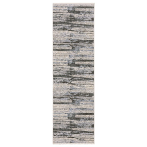 HomeRoots 3' Gray and Ivory Abstract Area Rug with Tassel Fringe - Modern Design for Stylish Spaces 8' Runner 575597