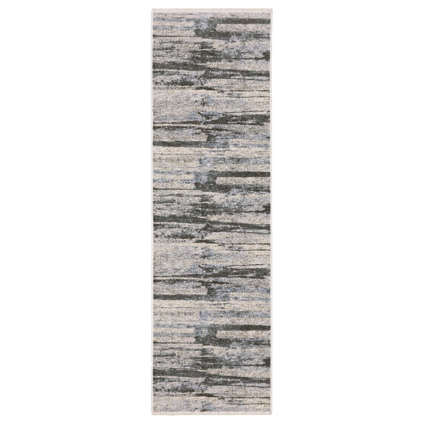 HomeRoots 3' Gray and Ivory Abstract Area Rug with Tassel Fringe - Modern Design for Stylish Spaces 8' Runner 575597