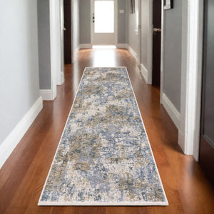 Homeroots 5' Beige Abstract Power Loom Area Rug With Fringe – Stylish, Stain-resistant Design For Any Room 8' Runner Polyester 575598