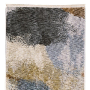 HomeRoots 5' Beige and Rust Abstract Distressed Area Rug with Fringed Tassels for Modern Elegance in Any Room 8' Runner 575599