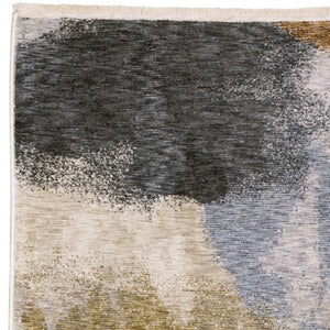 HomeRoots 5' Beige and Rust Abstract Distressed Area Rug with Fringed Tassels for Modern Elegance in Any Room 8' Runner 575599