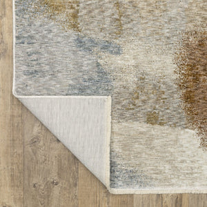 HomeRoots 5' Beige and Rust Abstract Distressed Area Rug with Fringed Tassels for Modern Elegance in Any Room 8' Runner 575599