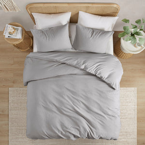JLA Home Comfort Spaces - Waffle Plush Comforter Set with Breathable Waffle Weave Texture for Year-Round Warmth and Durability Light Grey AM10-0011