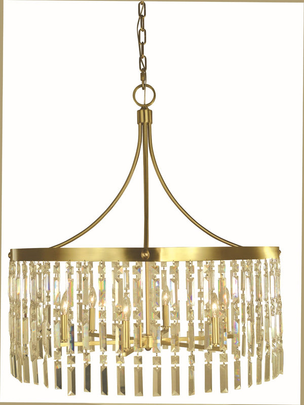 Framburg 6-light Brushed Brass Holly Dining Chandelier - Dazzling Crystal Design, Made In The Usa, Elegant Glow Brushed Brass Metal 5756 Br