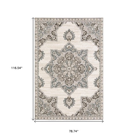 Homeroots 10' Elegant Brown Medallion Area Rug – Stain Resistant, Perfect For Homes With Kids And Pets 7' X 10' Polyester 575601