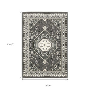 Homeroots 3' Gray Medallion Area Rug – Stylish, Stain-resistant Design To Elevate Your Living Space Decor 7' X 10' Polypropylene,Polyester 575605