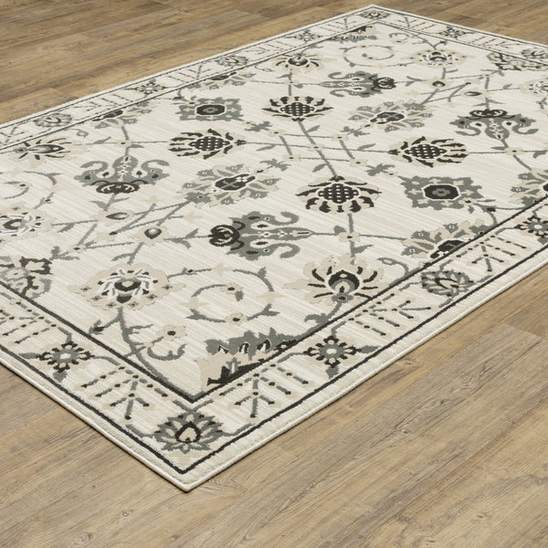 Homeroots 3' Ivory Oriental Area Rug - Stylish, Stain-resistant Design Perfect For Homes With Kids & Pets 7' X 10' Polypropylene,Polyester 575606