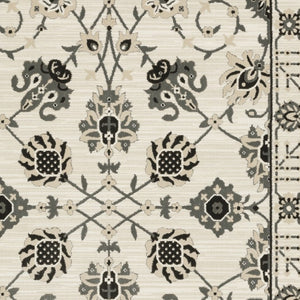 HomeRoots 3' Ivory and Gray Oriental Area Rug - Timeless Design, Stain Resistant, Perfect for High-Traffic Areas 7' X 10' 575606