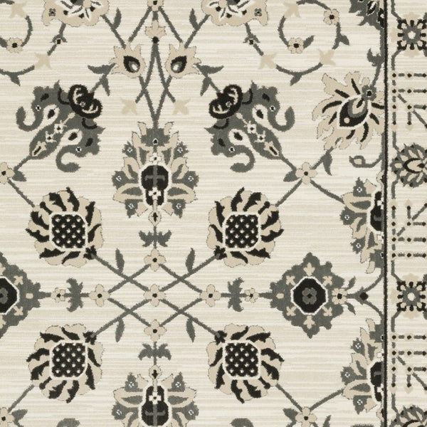 HomeRoots 3' Ivory and Gray Oriental Area Rug - Timeless Design, Stain Resistant, Perfect for High-Traffic Areas 7' X 10' 575606