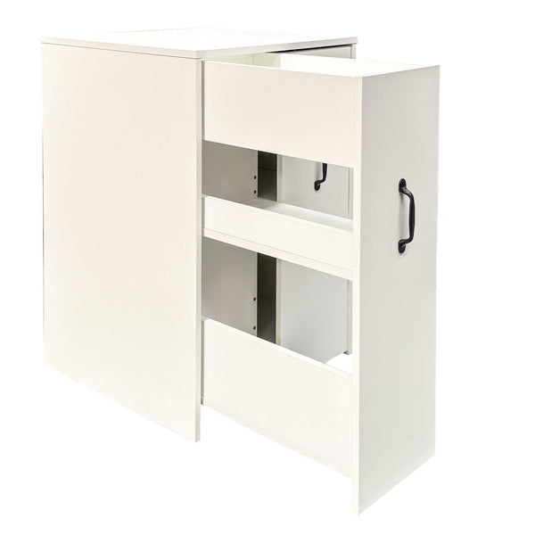 English Elm 3 Tier Rolling Bookcase with Pull Out Drawers Dustproof Door for Home Office Use W331P377340