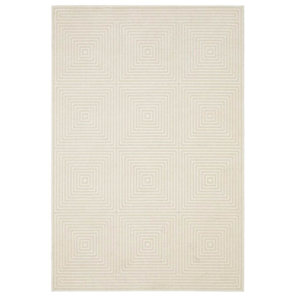 HomeRoots 3' Stylish Ivory and Beige Geometric Area Rug - Durable, Low-Maintenance Design for Modern Homes 7' X 10' 575607