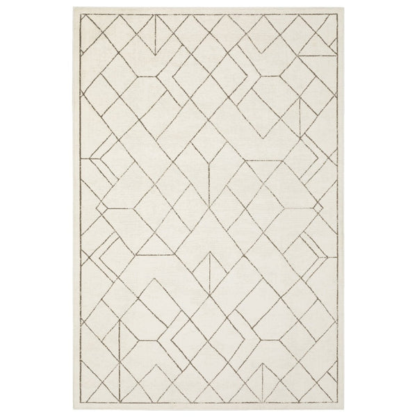 HomeRoots 3' Ivory and Taupe Geometric Area Rug - Soft, Durable, and Versatile for Modern or Traditional Spaces 7' X 10' 575609