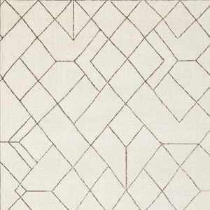 Homeroots 3' Stylish Ivory Geometric Area Rug – Stain Resistant, Soft Texture For A Cozy Home Atmosphere 7' X 10' Polypropylene,Polyester 575609