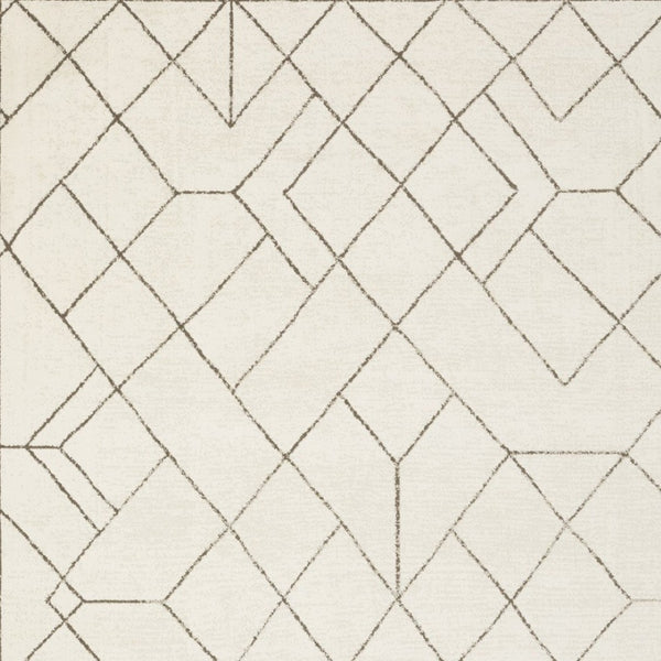 Homeroots 3' Stylish Ivory Geometric Area Rug – Stain Resistant, Soft Texture For A Cozy Home Atmosphere 7' X 10' Polypropylene,Polyester 575609