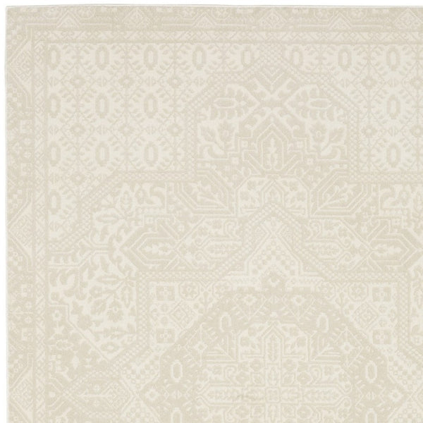 Homeroots 3' Ivory Medallion Area Rug - Stain Resistant, Stylish Design For Home Decor And Cozy Spaces 7' X 10' Polypropylene,Polyester 575612