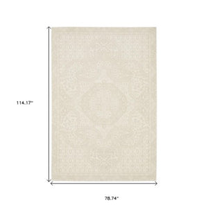 Homeroots 3' Ivory Medallion Area Rug - Stain Resistant, Stylish Design For Home Decor And Cozy Spaces 7' X 10' Polypropylene,Polyester 575612