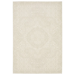 HomeRoots 3' Elegant Ivory and Beige Medallion Area Rug – Durable, Stain-Resistant Design for Timeless Style 7' X 10' 575612