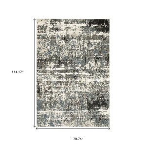 Homeroots 3' Ivory Abstract Area Rug - Stain Resistant, Stylish Design For Home Décor, Perfect For Kids & Pets 7' X 10' Polypropylene,Polyester 575613