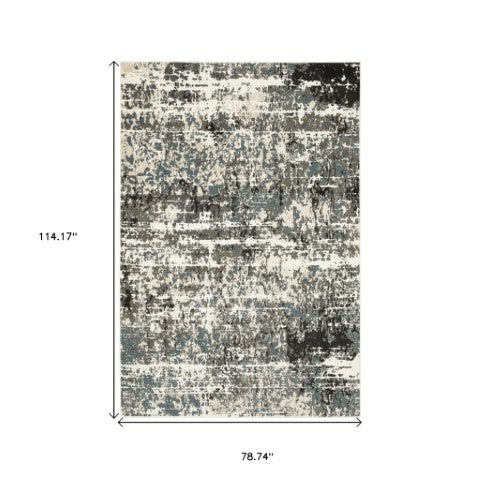 Homeroots 3' Ivory Abstract Area Rug - Stain Resistant, Stylish Design For Home Décor, Perfect For Kids & Pets 7' X 10' Polypropylene,Polyester 575613