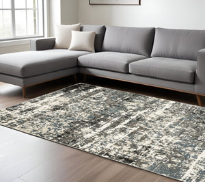 Homeroots 3' Ivory Abstract Area Rug - Stain Resistant, Stylish Design For Home Décor, Perfect For Kids & Pets 7' X 10' Polypropylene,Polyester 575613